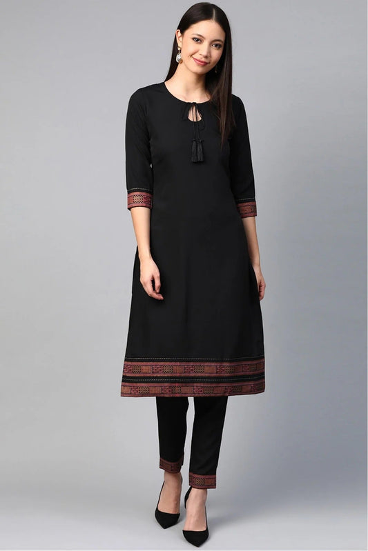 Black Colour Plus Size Crepe Straight Kurti KR1060219