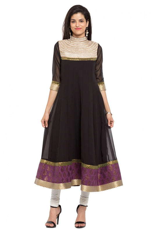 Black Colour Plus Size Faux Georgette Kurti KR1070400