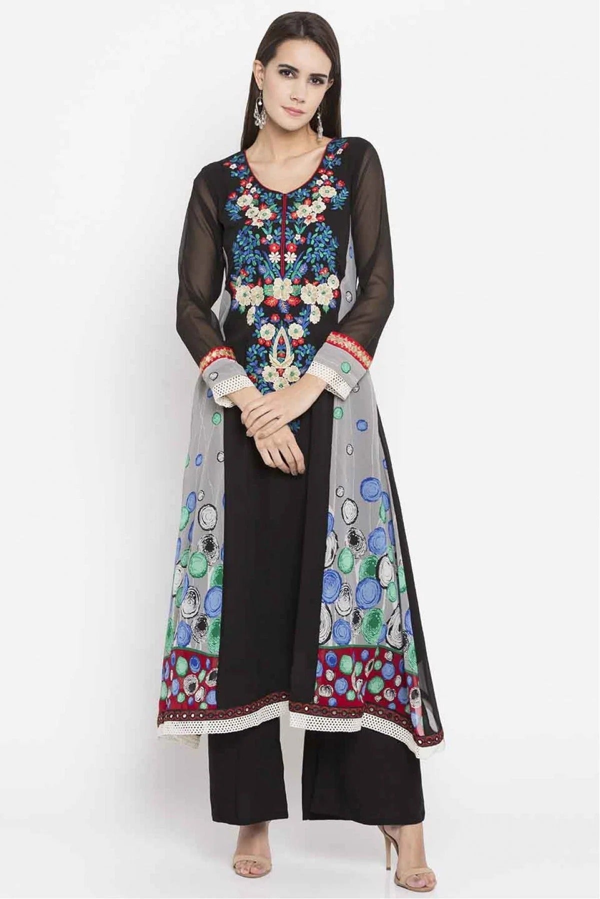 Black Colour Plus Size Faux Georgette Kurti KR1070437