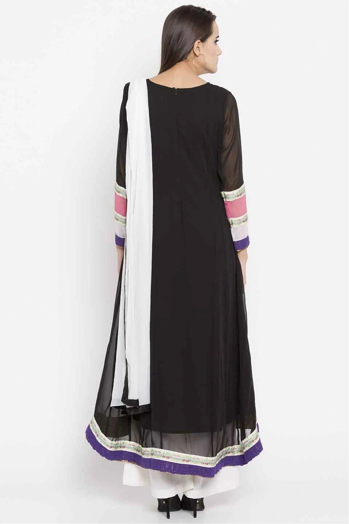 Black Colour Plus Size Faux Georgette Palazzo Suit BW1070171 A