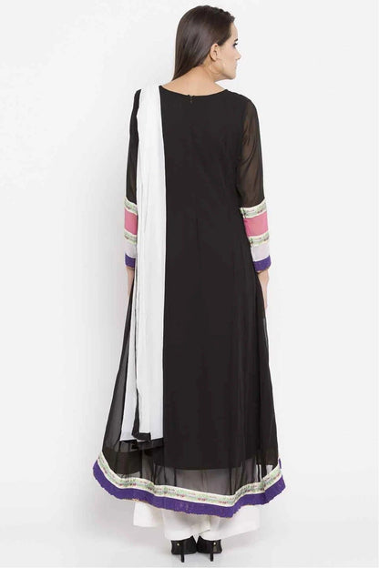 Black Colour Plus Size Faux Georgette Palazzo Suit BW1070171 A