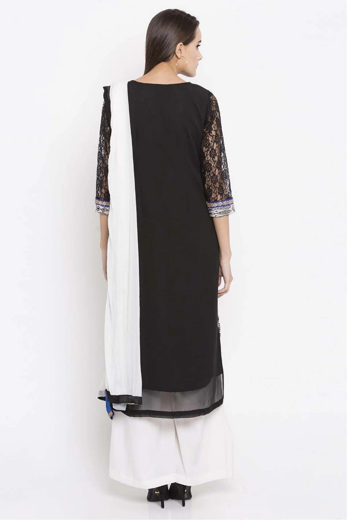 Black Colour Plus Size Faux Georgette Palazzo Suit BW1070177 A