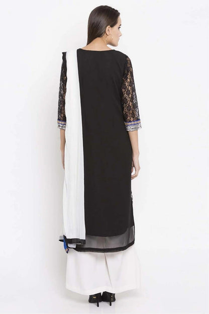 Black Colour Plus Size Faux Georgette Palazzo Suit BW1070177 A