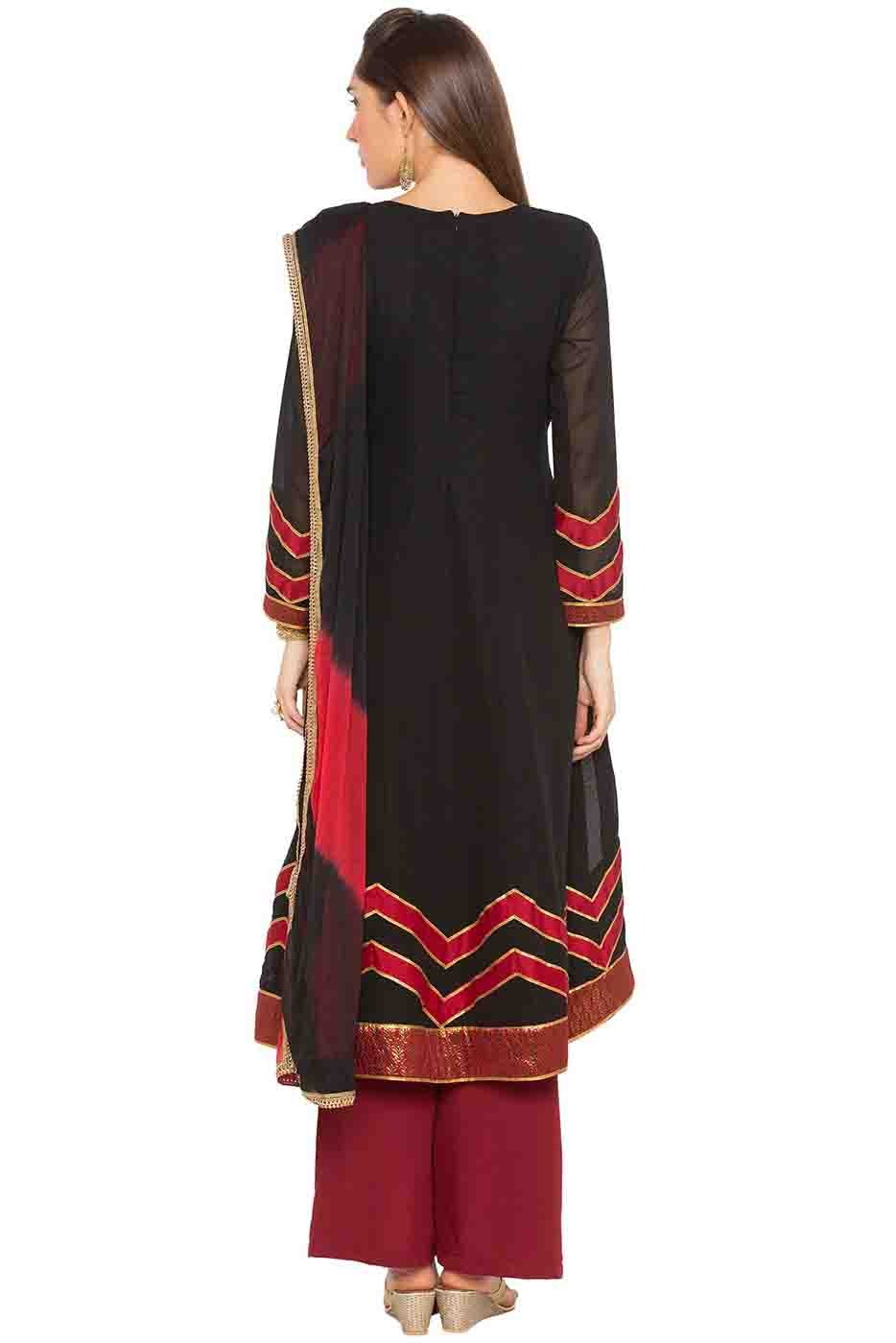 Black Colour Plus Size Georgette Embroidery Palazzo Pant Suit BW1070226 A