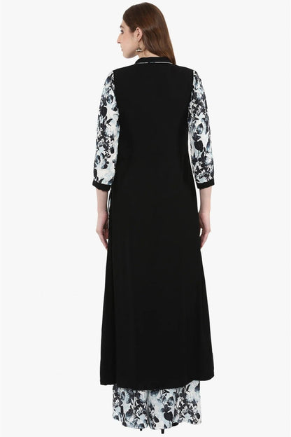 Black Colour Plus Size Rayon A Line Kurta With Palazzo KR1060010 C