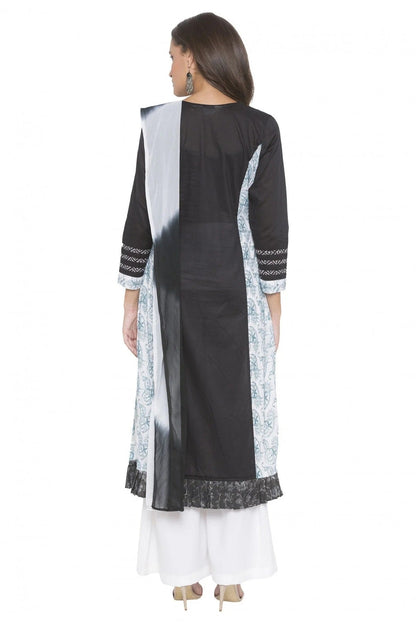 Black Colour Plus Size Stitched Cotton Embroidery Palazzo Pant Suit BW1070256 A