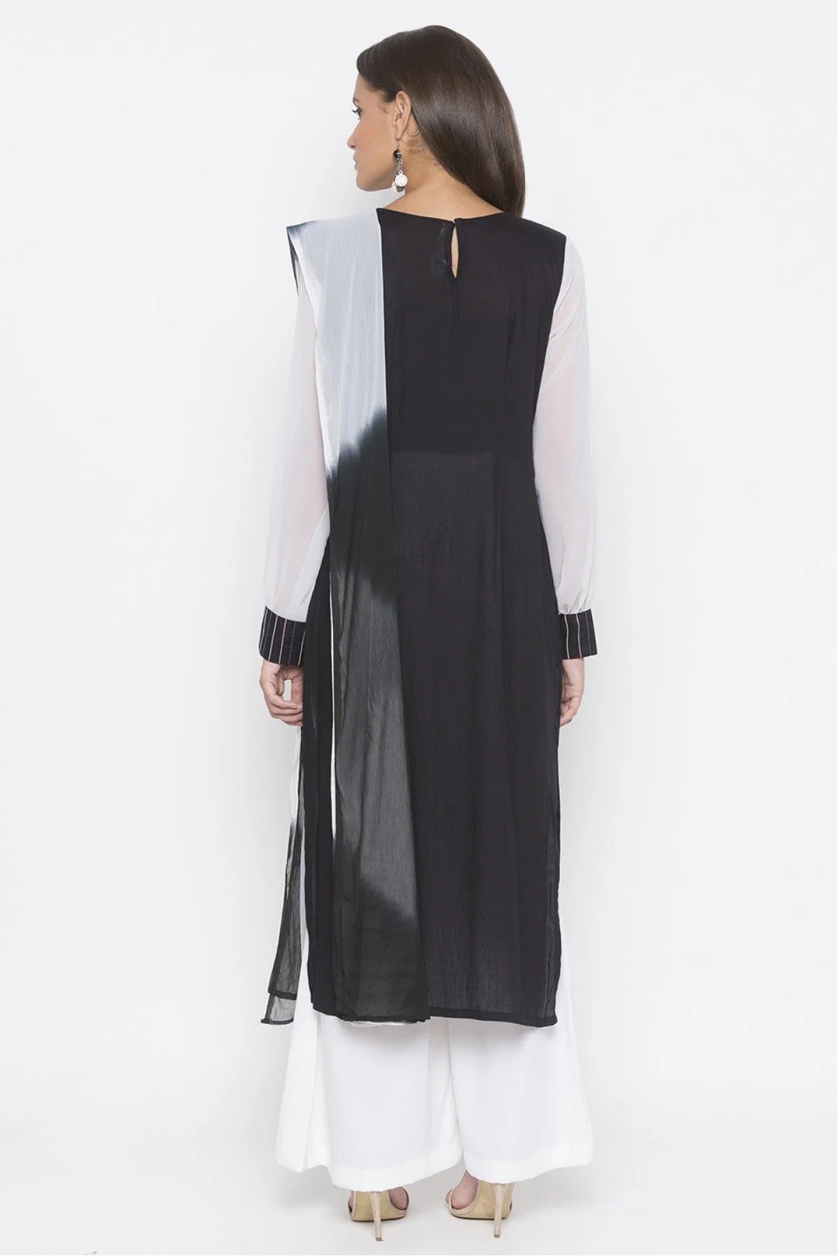 Black Colour Plus Size Stitched Cotton Embroidery Palazzo Pant Suit BW1070265 A