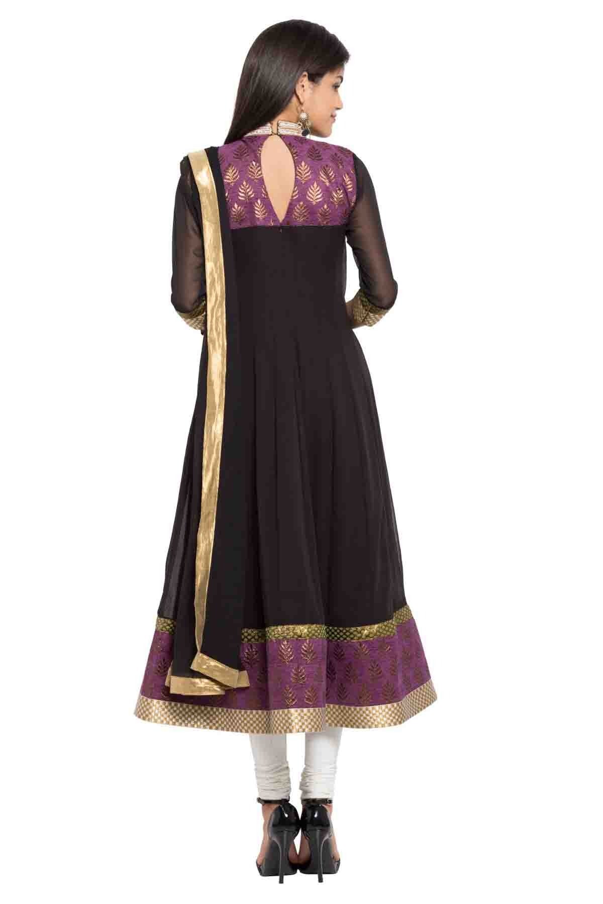 Black Colour Plus Size Stitched Faux Georgette Anarkali Suit BW1070158 A