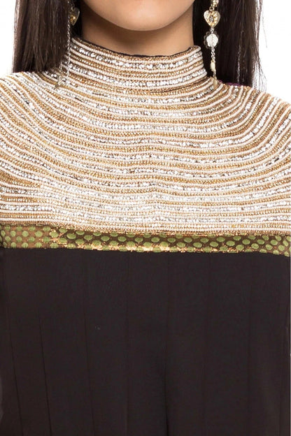 Black Colour Plus Size Stitched Faux Georgette Anarkali Suit BW1070158 B