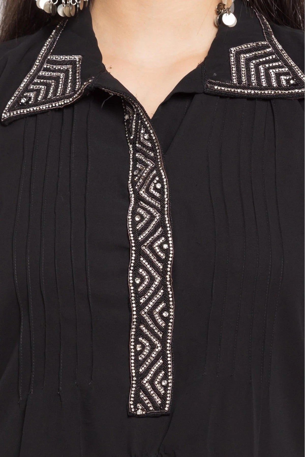 Black Colour Plus Size Stitched Faux Georgette Palazzo Pant Suit BW1070154 B