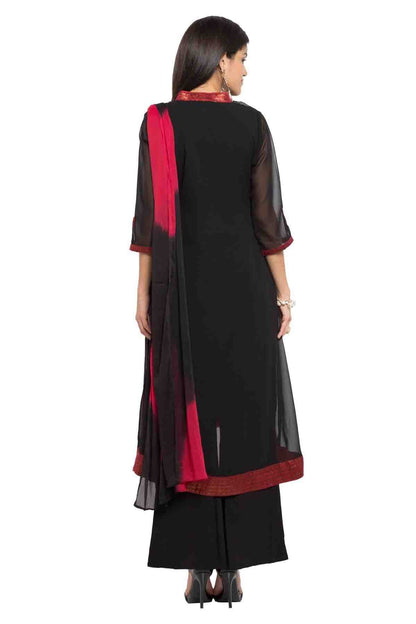 Black Colour Plus Size Stitched Faux Georgette Palazzo Pant Suit BW1070156 A