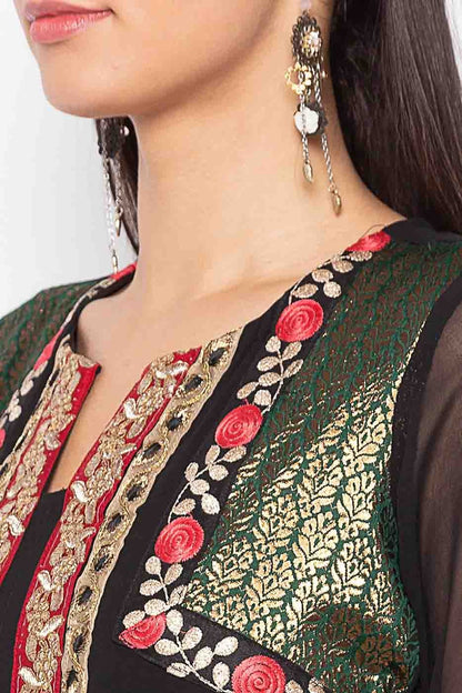 Black Colour Plus Size Stitched Georgette Embroidery Palazzo Pant Suit BW1070219 B
