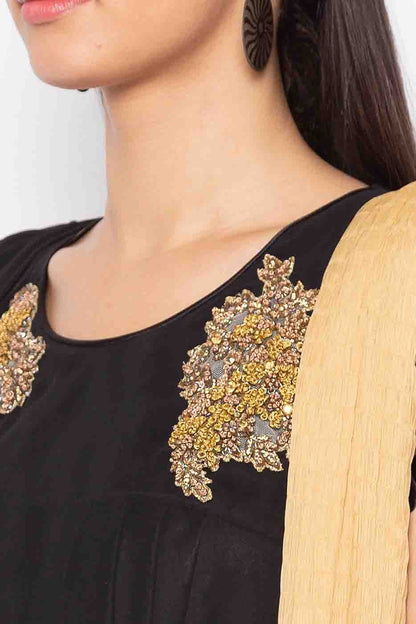 Black Colour Plus Size Stitched Georgette Embroidery Palazzo Pant Suit BW1070253 B