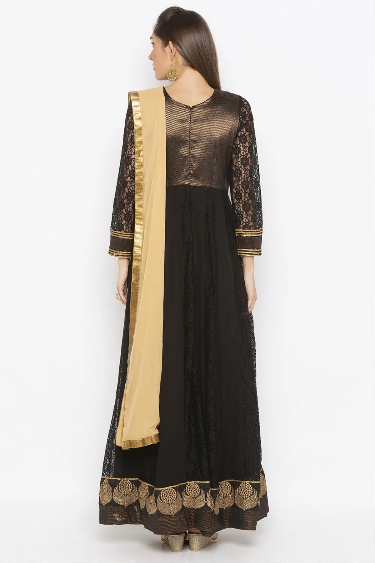 Black Colour Plus Size Stitched Net Embroidery Anarkali Suit BW1070277 A