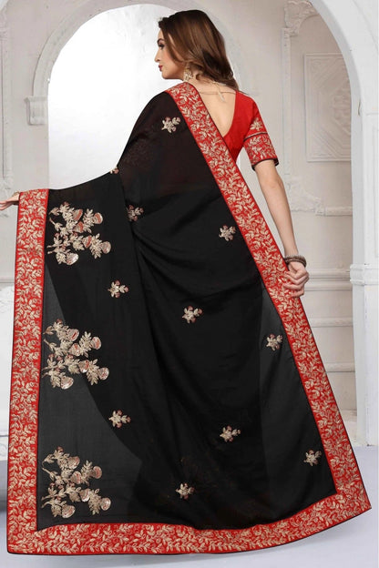 Black Colour Pure Satin Designer Saree SD1120451 A