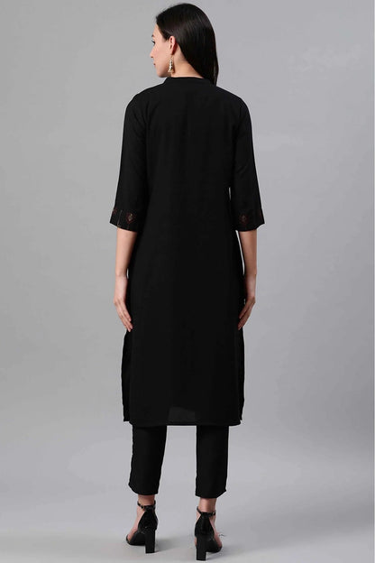 Black Colour Rayon Foil Print Kurti KR1060273 B