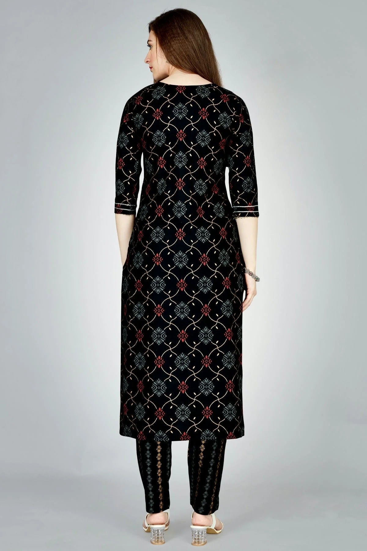 Black Colour Rayon Kurta And Pant Set KR1111311 A