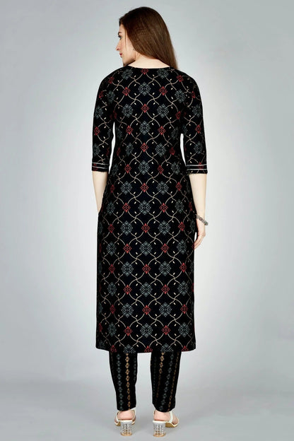 Black Colour Rayon Kurta And Pant Set KR1111311 A