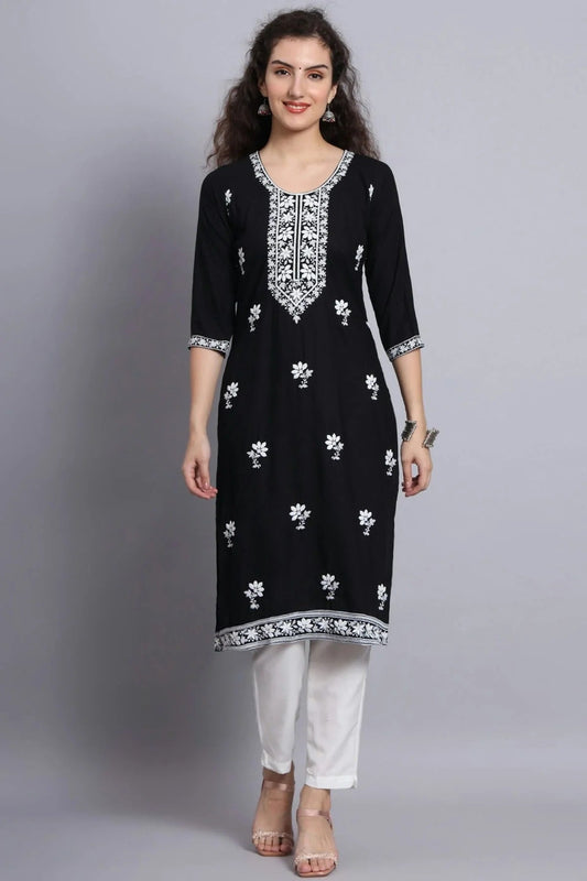 Black Colour Rayon Kurti KR1111072