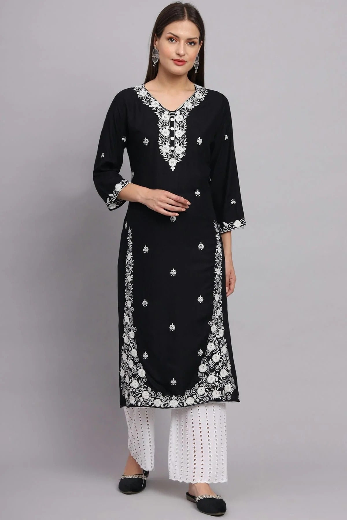 Black Colour Rayon Kurti KR1111083