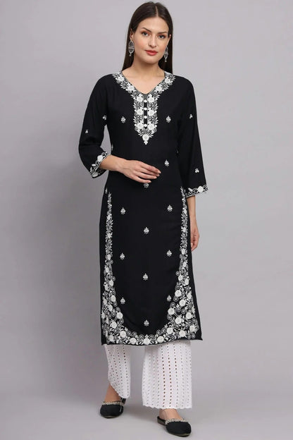 Black Colour Rayon Kurti KR1111083