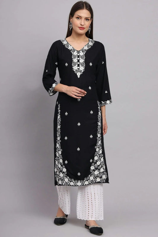Black Colour Rayon Kurti KR1111083