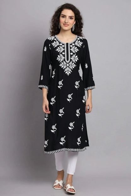 Black Colour Rayon Kurti KR1111084