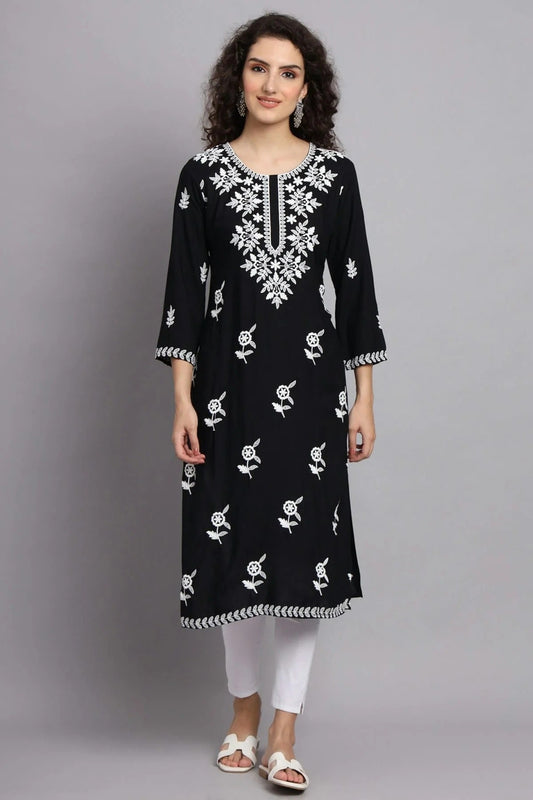 Black Colour Rayon Kurti KR1111084