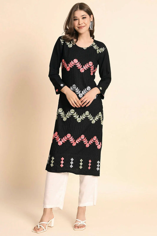 Black Colour Rayon Kurti KR1111111