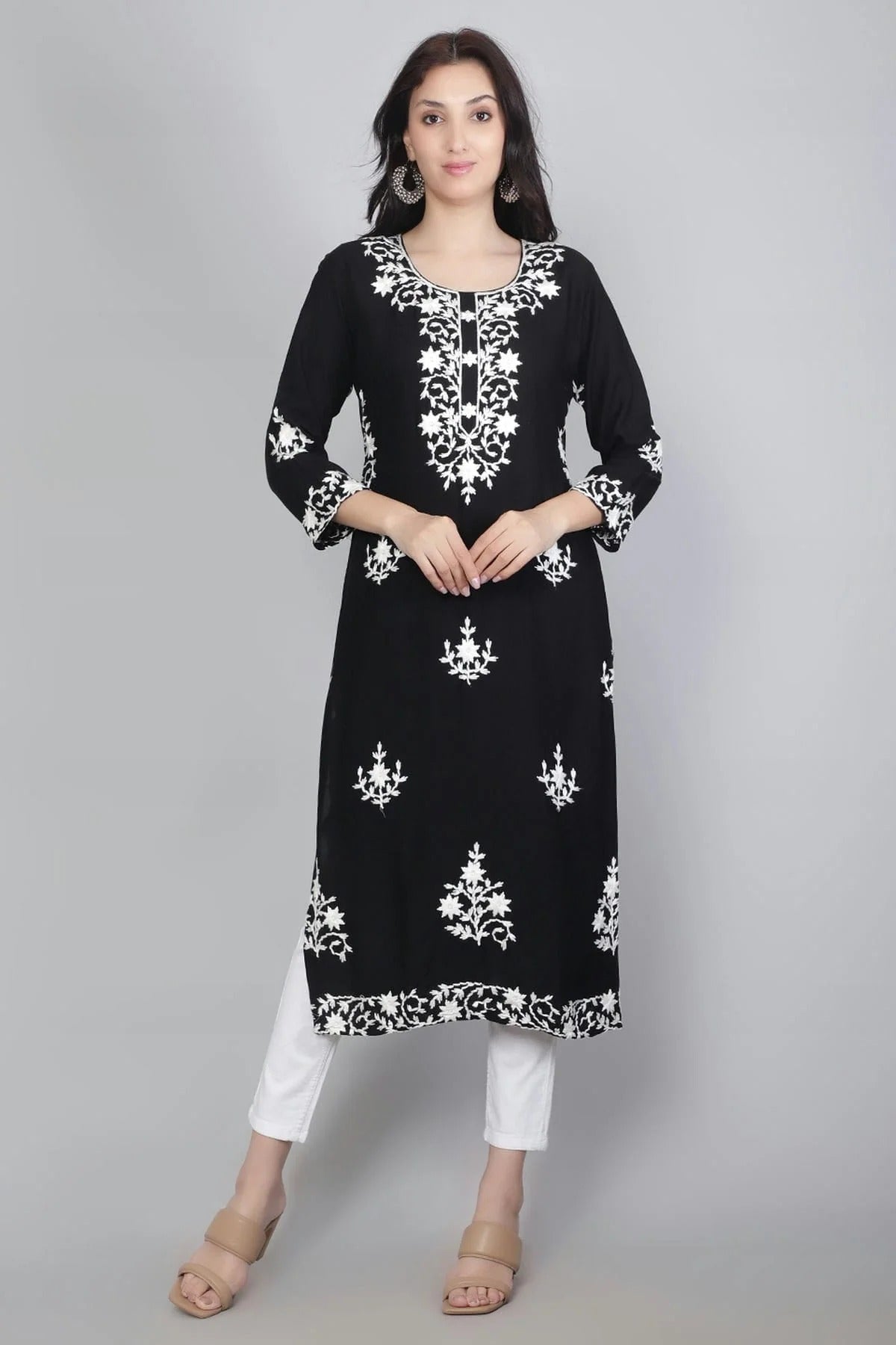 Black Colour Rayon Kurti KR1111122