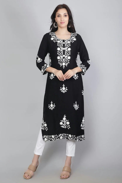 Black Colour Rayon Kurti KR1111122