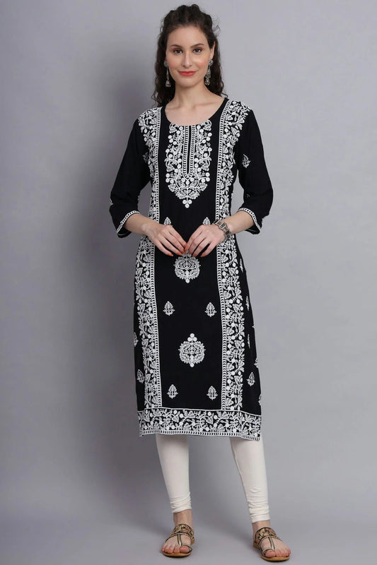 Black Colour Rayon Kurti KR1111131