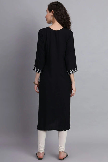 Black Colour Rayon Kurti KR1111141 A