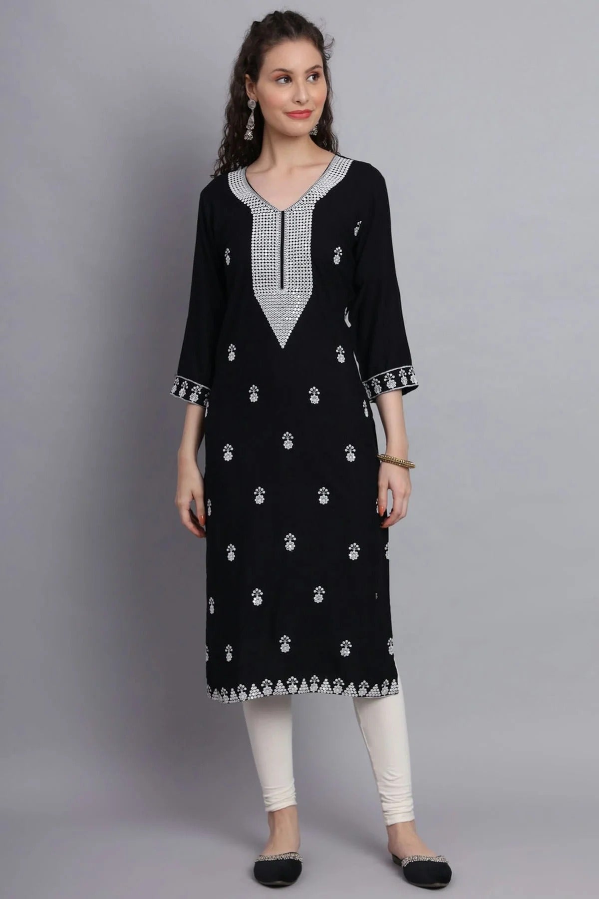 Black Colour Rayon Kurti KR1111141