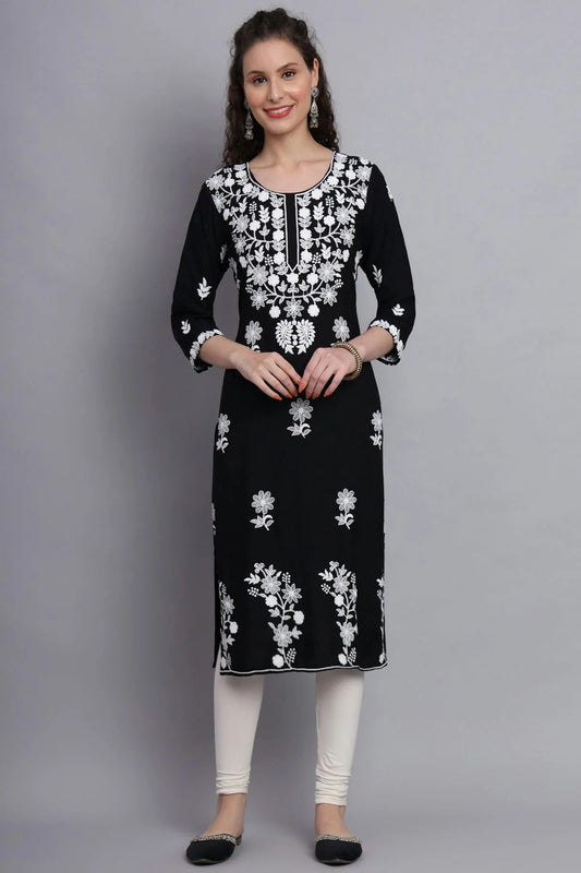 Black Colour Rayon Kurti KR1111145