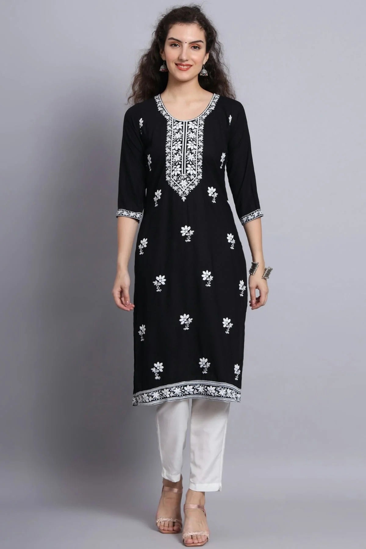 Black Colour Rayon Kurti KR1111214