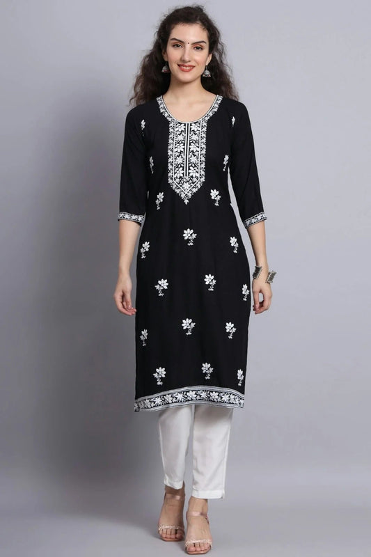 Black Colour Rayon Kurti KR1111214