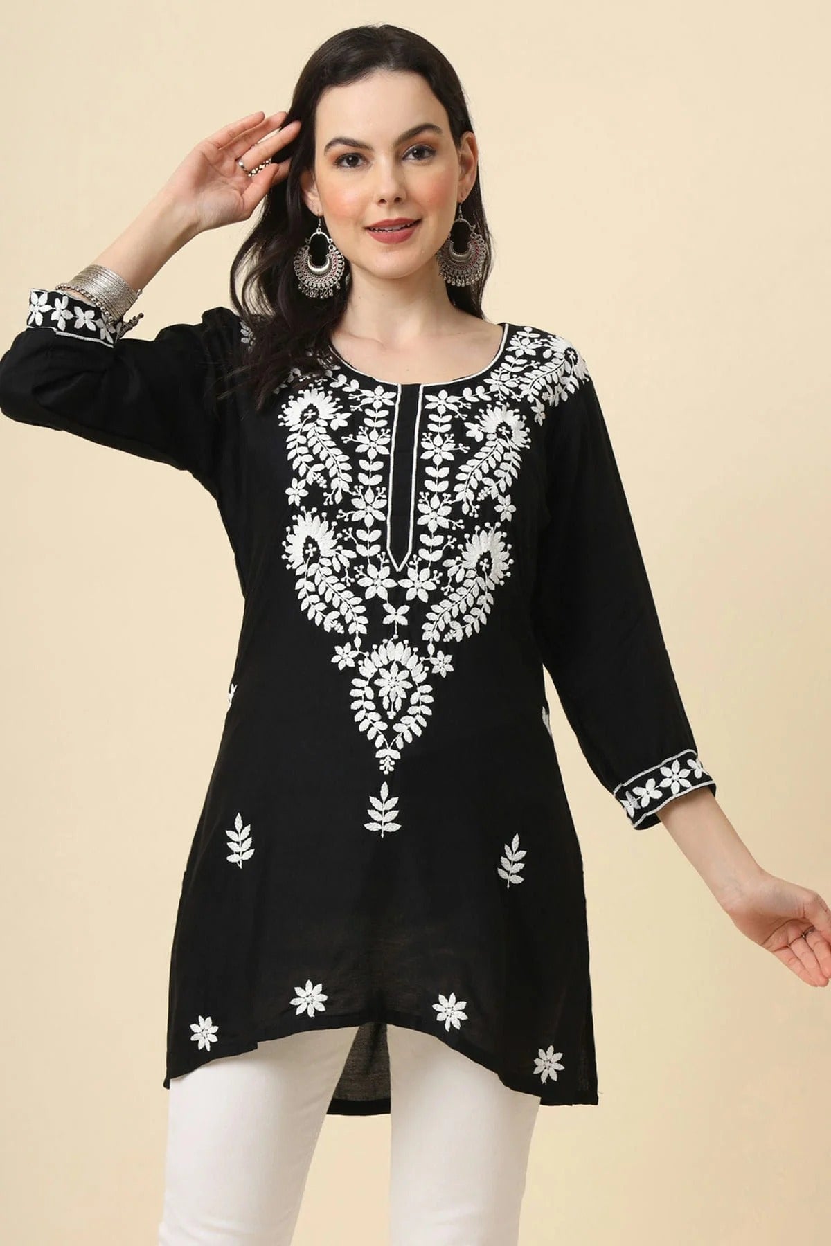 Black Colour Rayon Readymade Top TP1110831