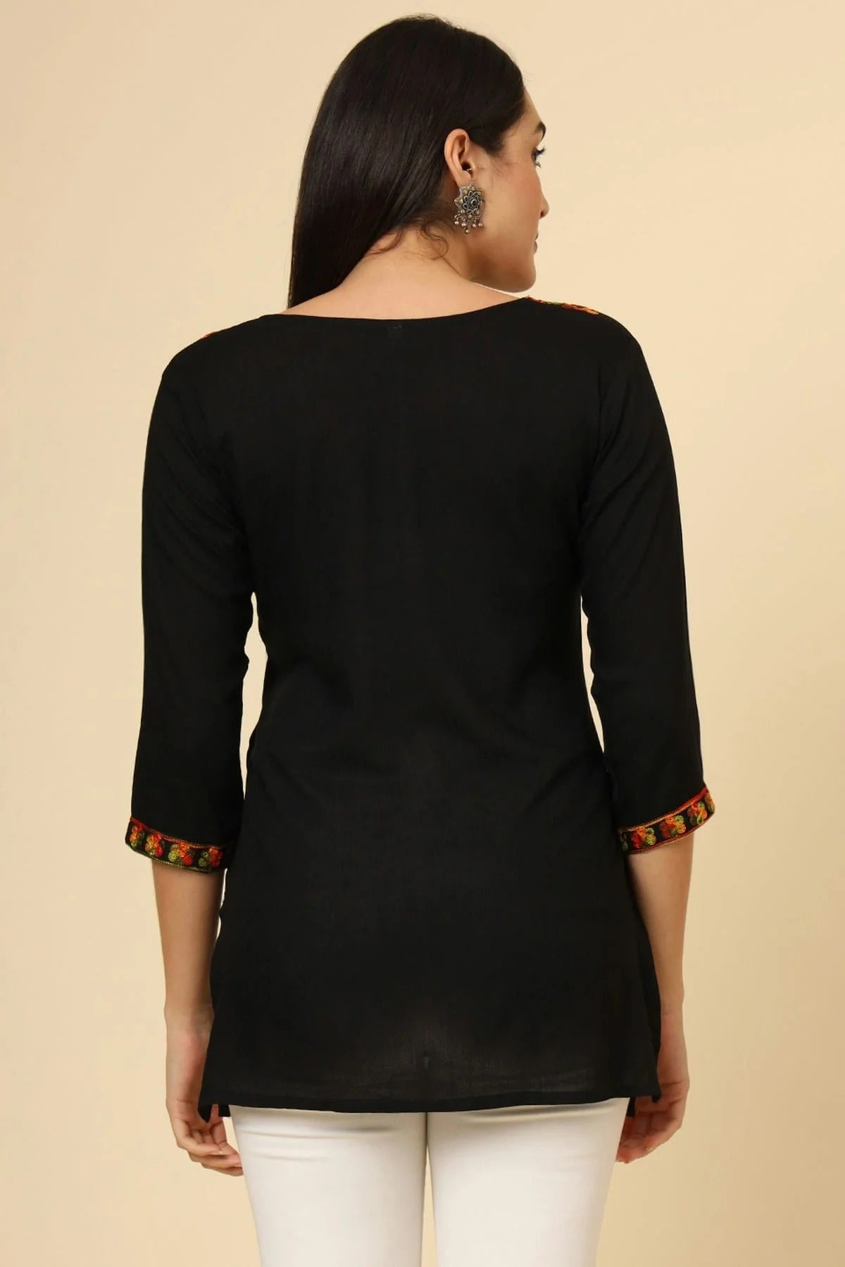 Black Colour Rayon Readymade Top TP1110849 A