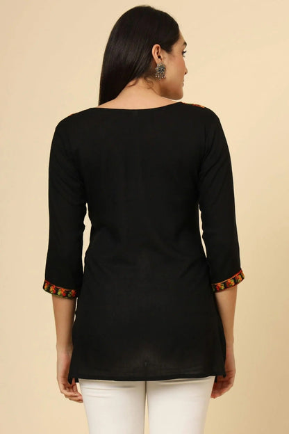 Black Colour Rayon Readymade Top TP1110849 A