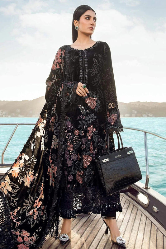 Black Colour Rayon Semi Stitched Pakistani Suit SM1250142