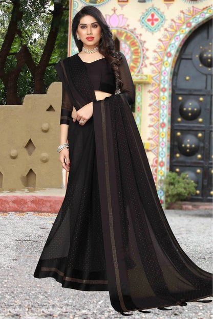 Black Colour Satin Designer Saree SD1120589 A