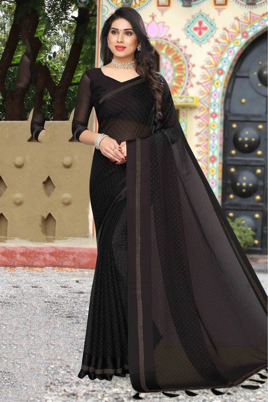 Black Colour Satin Designer Saree SD1120589