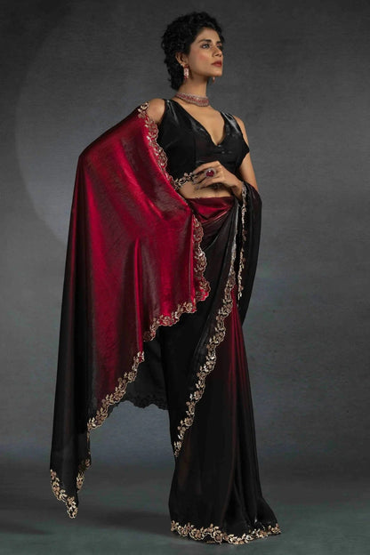 Black Colour Satin Silk Designer Saree SD1122003 A