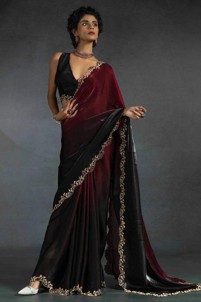 Black Colour Satin Silk Designer Saree SD1122003