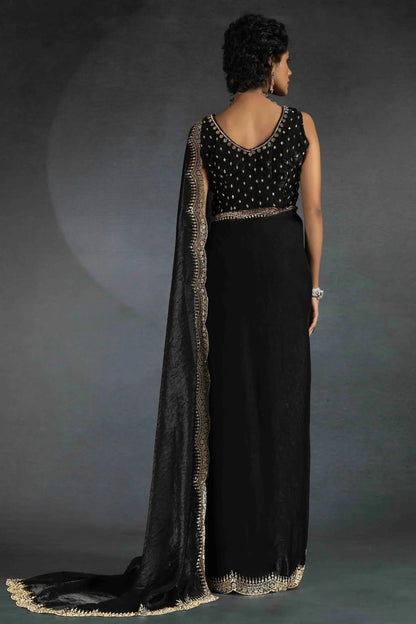 Black Colour Satin Silk Designer Saree SD1122007 A