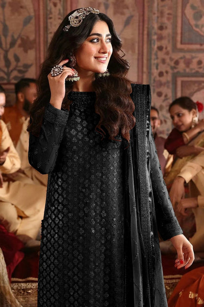 Black Colour Semi Stitched Faux Georgette Pakistani Suit SM1140222 A