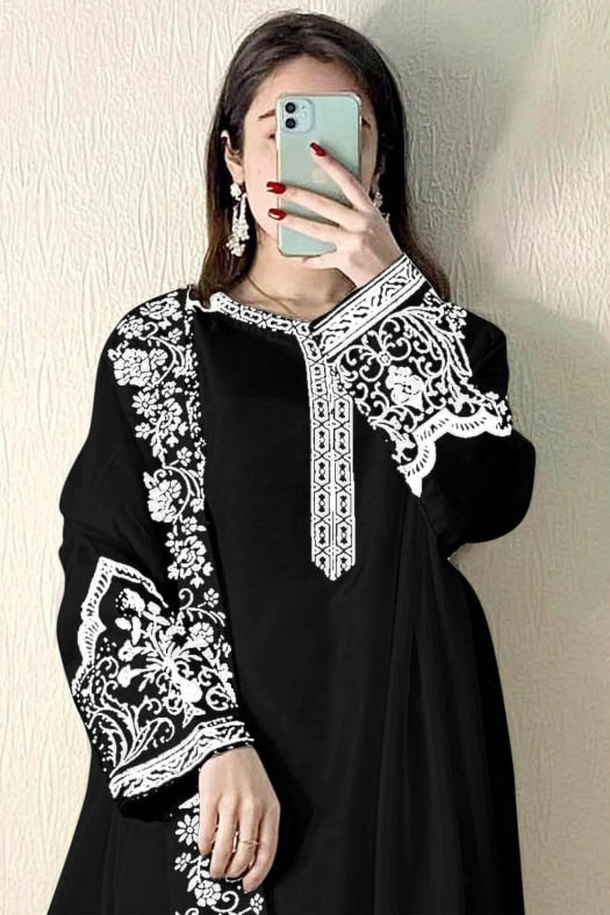 Black Colour Semi Stitched Faux Georgette Pakistani Suit SM1140271 A