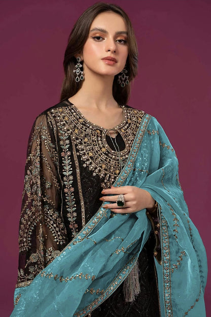 Black Colour Semi Stitched Faux Georgette Pakistani Suit SM1140276 A
