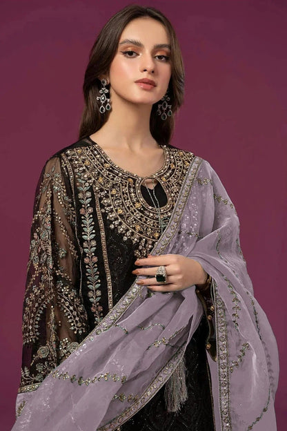 Black Colour Semi Stitched Faux Georgette Pakistani Suit SM1140279 A